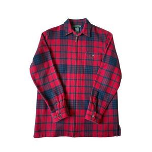 Lauren Ralph Lauren Lambs Wool Flannel Buffalo Plaid Shirt Pullover size M Red G